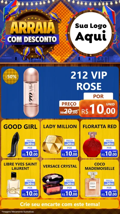 Modelo de Rede Social para Stories com o tema Arraiá Com Desconto para Perfumes