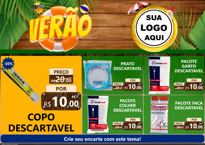 Modelo de Encarte para Encarte A4 Horizontal com o tema Verão para Embalagens