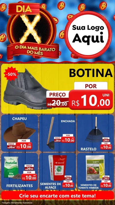 Modelo de Rede Social para Stories com o tema Dia X - O Dia Mais Barato Do Mês para Agropecuária
