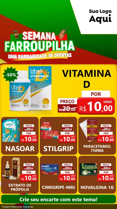 Modelo de Rede Social para Stories com o tema Semana Farroupilha - Uma Barbaridade de Ofertas para Farmácia