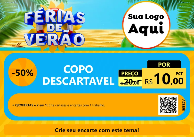 Modelo de Cartaz para Cartaz A4 Horizontal com o tema Férias de Verão para Embalagens
