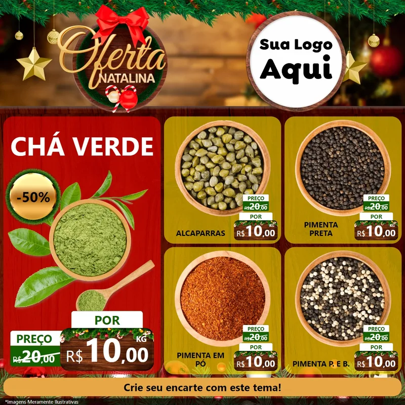 Modelo de Rede Social para Feed Facebook com o tema Ofertas Natalina para Produtos Naturais