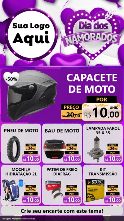 Modelo de Rede Social para Stories com o tema Dia dos Namorados para Moto peças