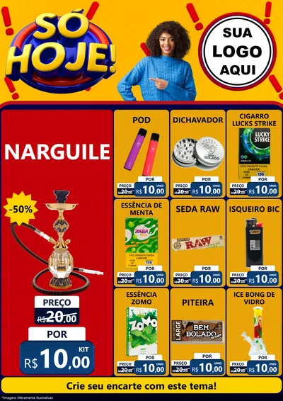 Modelo de Encarte para Encarte A4 Vertical com o tema Só Hoje! para Tabacaria