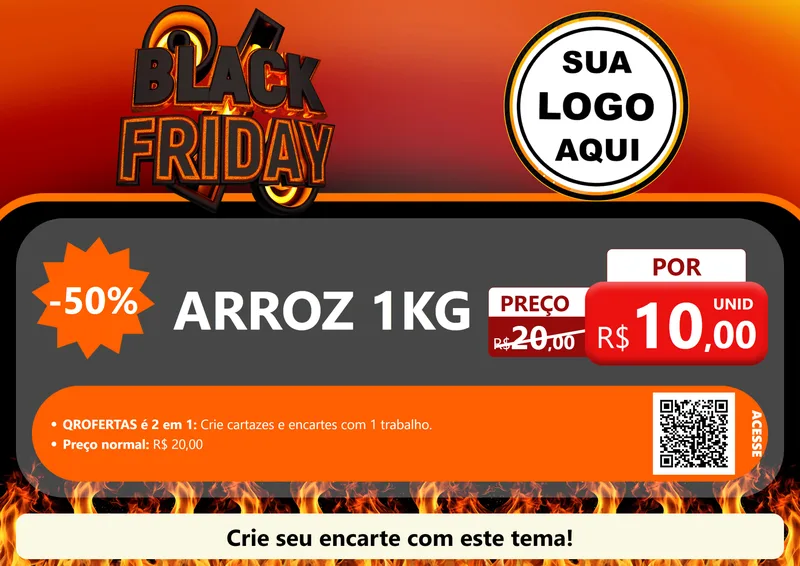 Modelo de Cartaz para Cartaz A4 Horizontal com o tema Black Friday para Supermercado