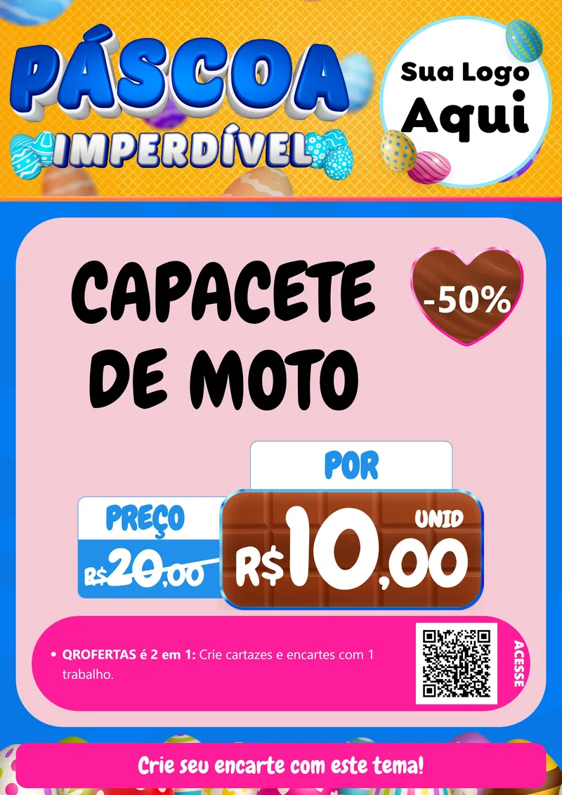 Modelo de Cartaz para Cartaz A4 Vertical com o tema Páscoa Imperdível para Moto peças