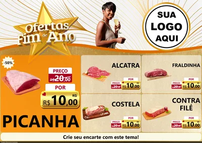 Modelo de Encarte para Encarte A4 Horizontal com o tema Ofertas Fim de Ano para Açougue