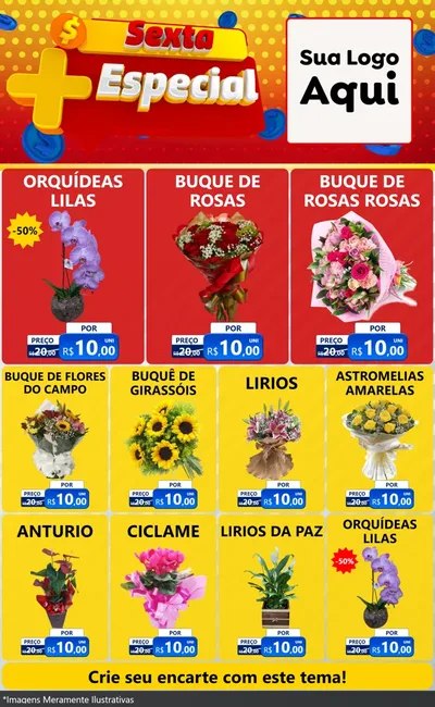 Modelo de Encarte para Encarte Grande com o tema Sexta Mais Especial para Floricultura e jardim