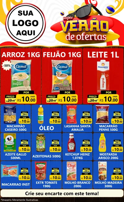 Modelo de Encarte para Encarte Grande com o tema Super Verão de Ofertas para Supermercado