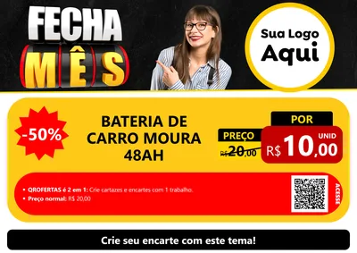 Modelo de Cartaz para Cartaz A4 Horizontal com o tema Fecha Mês para Baterias Elétricas