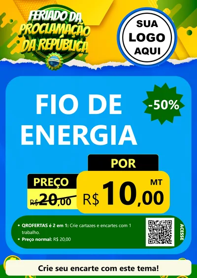 Modelo de Cartaz para Cartaz A4 Vertical com o tema Feriado da Proclamação da República para Materiais Elétricos