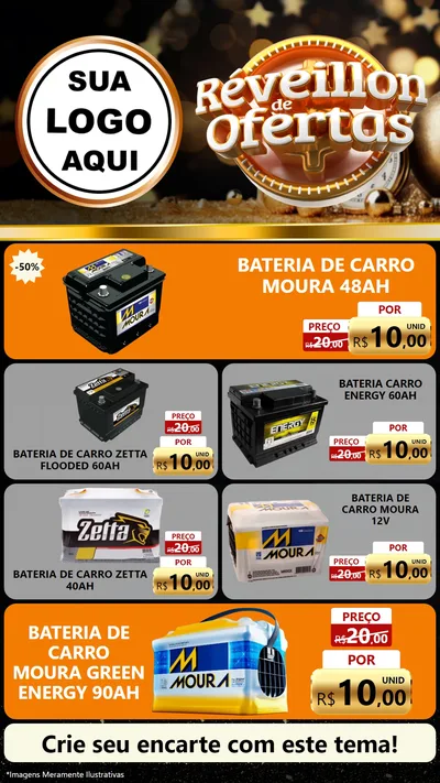 Modelo de TV para TV Vertical com o tema Réveillon de Ofertas para Baterias Elétricas