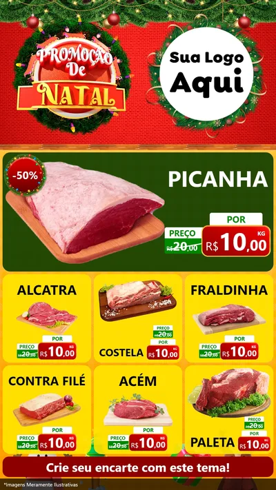 Modelo de Rede Social para Stories com o tema Promoção de Natal para Açougue
