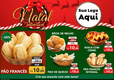 Modelo de Encarte para Encarte A4 Horizontal com o tema Natal Imperdível para Padaria