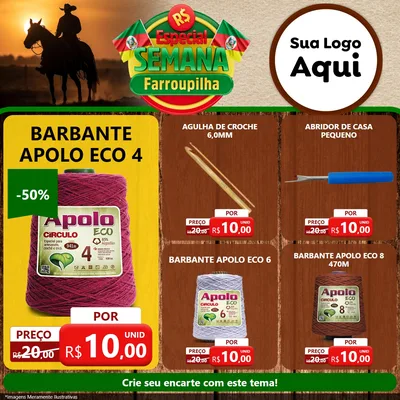 Modelo de Rede Social para Feed Facebook com o tema Especial Semana Farroupilha para Armarinho e Aviamentos