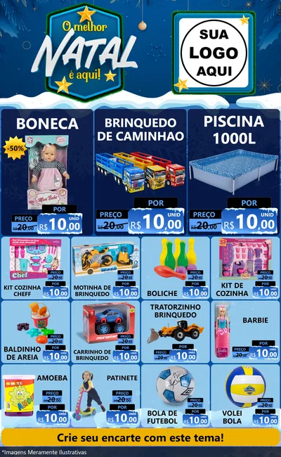 Modelo de Encarte para Encarte Grande com o tema O Melhor Natal É Aqui! para Brinquedos