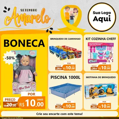 Modelo de Rede Social para Feed Facebook com o tema Setembro Amarelo para Brinquedos