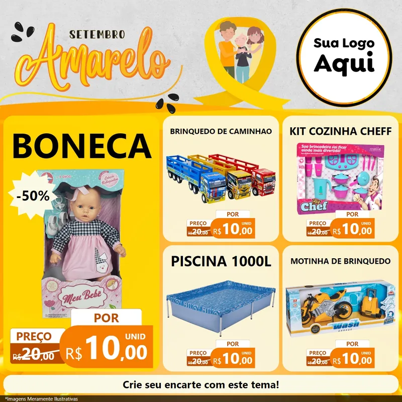 Modelo de Rede Social para Feed Facebook com o tema Setembro Amarelo para Brinquedos