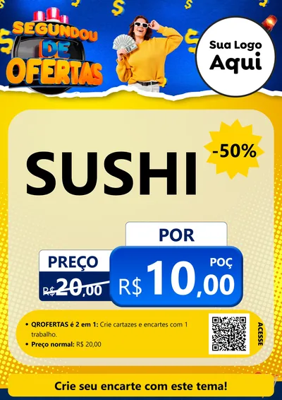 Modelo de Cartaz para Cartaz A4 Vertical com o tema Segundou de Ofertas para Comida japonesa