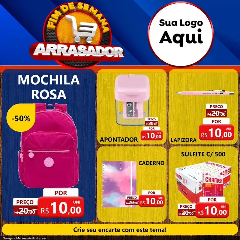 Modelo de Rede Social para Feed Facebook com o tema Fim De Semana Arrasador para Papelaria
