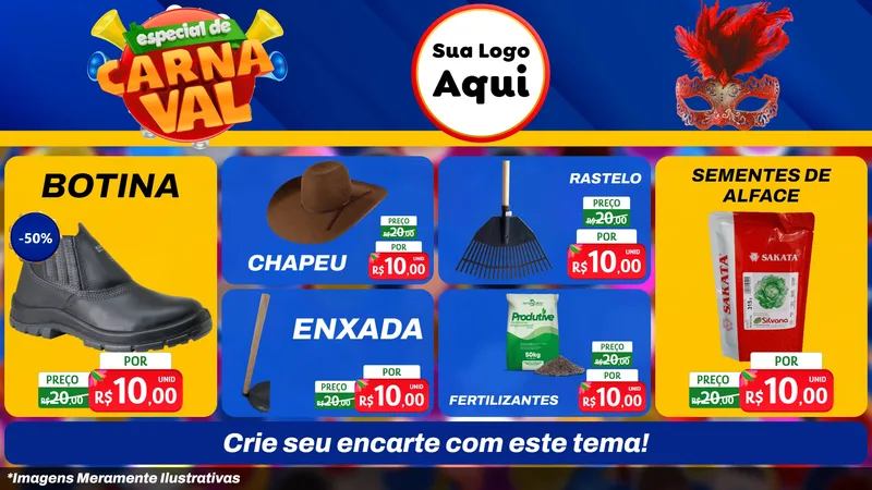 Modelo de TV para TV Horizontal com o tema Especial de Carnaval para Agropecuária