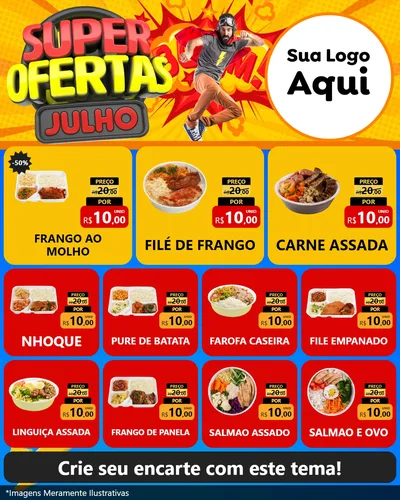 Modelo de Rede Social para Feed Instagram com o tema Super Ofertas Julho para Restaurante