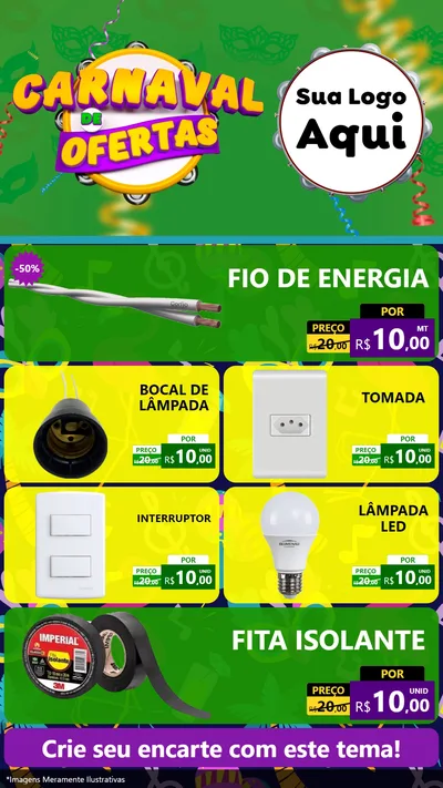Modelo de TV para TV Vertical com o tema Carnaval de Ofertas para Materiais Elétricos