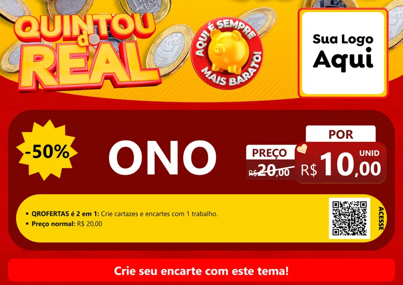 Modelo de Cartaz para Cartaz A4 Horizontal com o tema Quintou do Real para Óticas