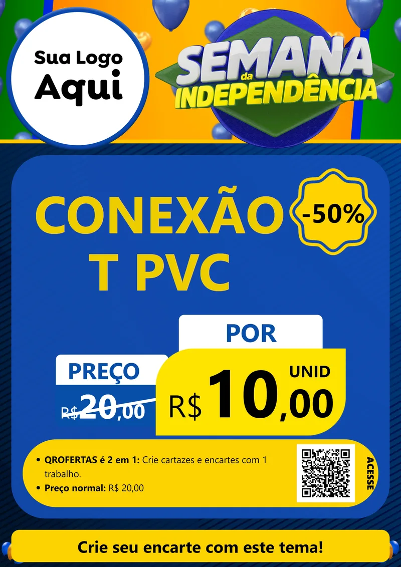 Modelo de Cartaz para Cartaz A4 Vertical com o tema Semana da Independência para Tubos e conexões