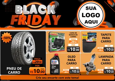 Modelo de Encarte para Encarte A4 Horizontal com o tema Black Friday para Auto peças