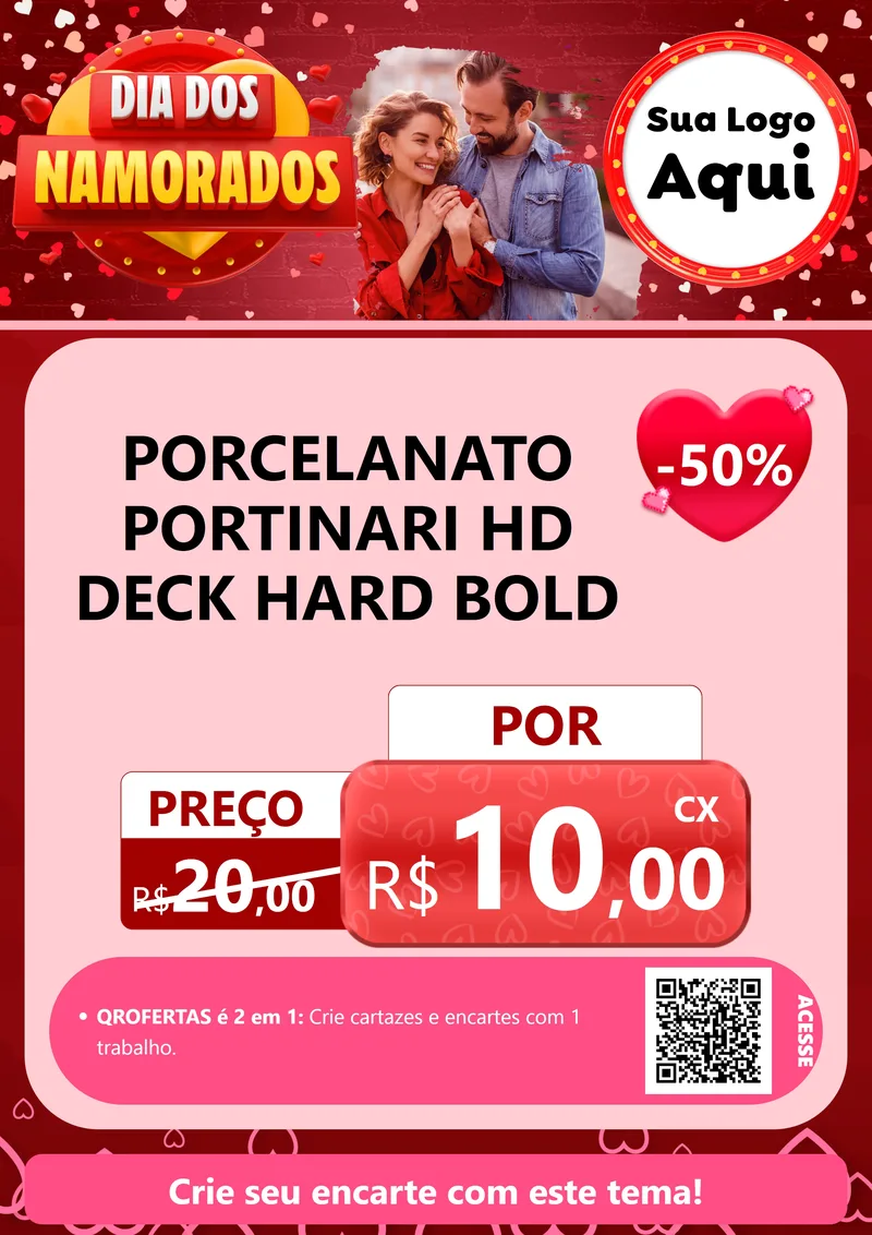 Modelo de Cartaz para Cartaz A4 Vertical com o tema Dia Dos Namorados para Pisos e revestimentos