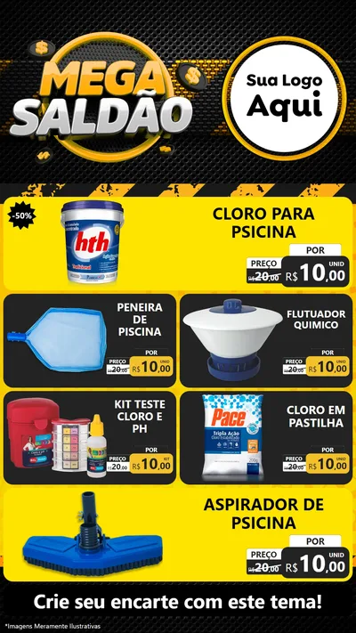 Modelo de TV para TV Vertical com o tema Mega Saldão para Produtos para Piscina