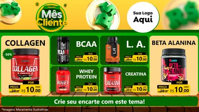 Modelo de TV para TV Horizontal com o tema Especial Mês do Cliente para Suplementos alimentares
