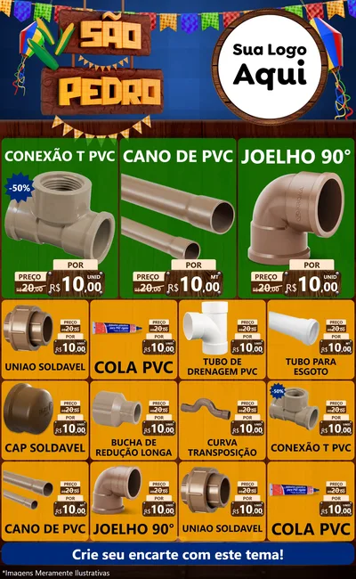 Modelo de Encarte para Encarte Grande com o tema São Pedro para Tubos e conexões