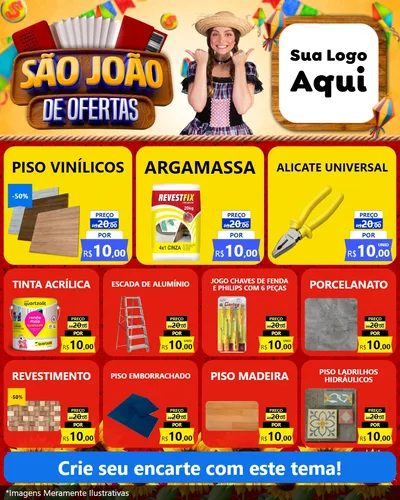 Modelo de Rede Social para Feed Instagram com o tema São João de Ofertas para Material para Construção