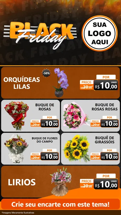 Modelo de TV para TV Vertical com o tema Black Friday para Floricultura e jardim