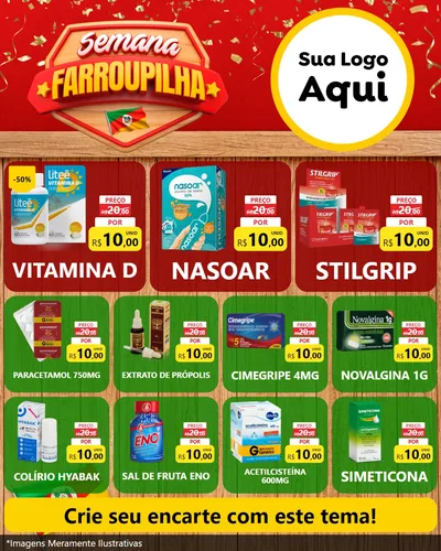 Modelo de Rede Social para Feed Instagram com o tema Semana Farroupilha para Farmácia