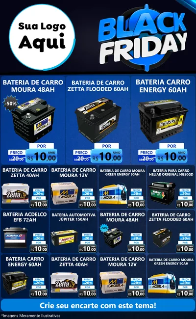 Modelo de Encarte para Encarte Grande com o tema Black Friday para Baterias Elétricas