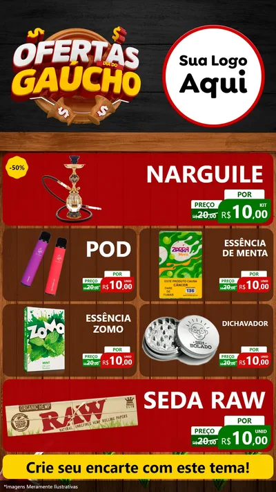 Modelo de TV para TV Vertical com o tema Ofertas Dia do Gaúcho para Tabacaria