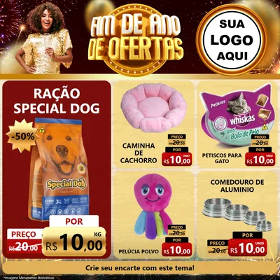 Modelo de Rede Social para Feed Facebook com o tema Fim de Ano de Ofertas para Pet Shop