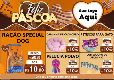 Modelo de Encarte para Encarte A4 Horizontal com o tema Feliz Páscoa para Pet Shop