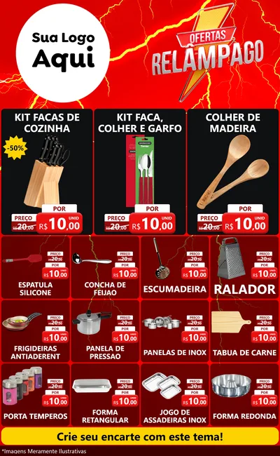 Modelo de Encarte para Encarte Grande com o tema Ofertas Relâmpago para Utilidades Domésticas