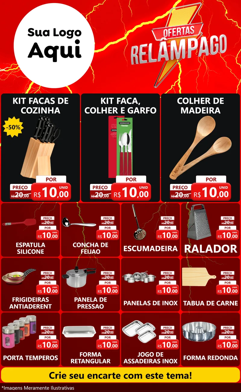 Modelo de Encarte para Encarte Grande com o tema Ofertas Relâmpago para Utilidades Domésticas