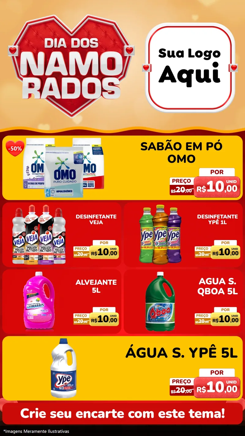 Modelo de TV para TV Vertical com o tema Dia dos Namorados para Produtos de Limpeza