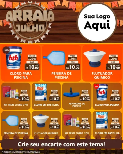 Modelo de Rede Social para Feed Instagram com o tema Arraiá de Julho - Junina para Produtos para Piscina