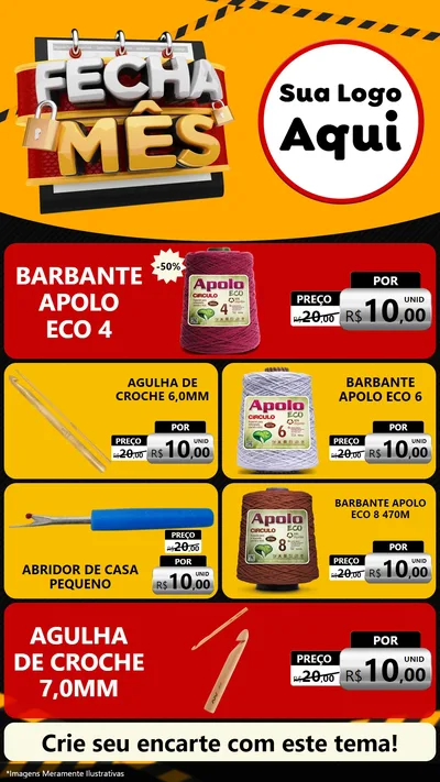 Modelo de TV para TV Vertical com o tema Fecha Mês para Armarinho e Aviamentos
