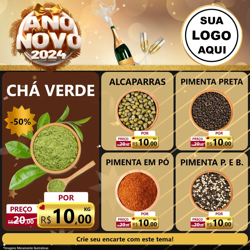 Modelo de Rede Social para Feed Facebook com o tema Feliz Ano Novo 2027 para Produtos Naturais