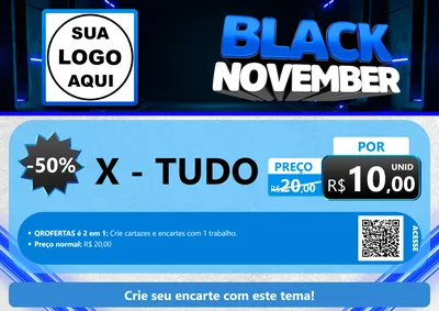Modelo de Cartaz para Cartaz A4 Horizontal com o tema Black November para Hamburgueria