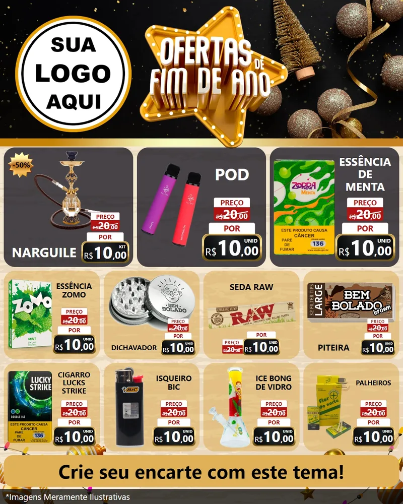 Modelo de Rede Social para Feed Instagram com o tema Ofertas de Fim de Ano para Tabacaria