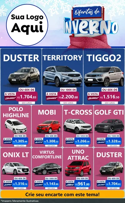 Modelo de Encarte para Encarte Grande com o tema Ofertas de Inverno para Concessionaria de Carros